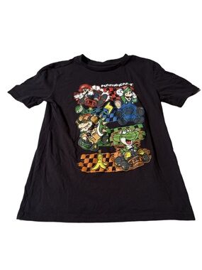 Boys Black Mario Kart Graphic Tee Size Medium